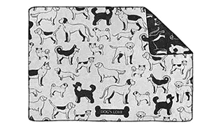 Hundedecke mit Hundemotiven in Schwarz-Wei&szlig;
